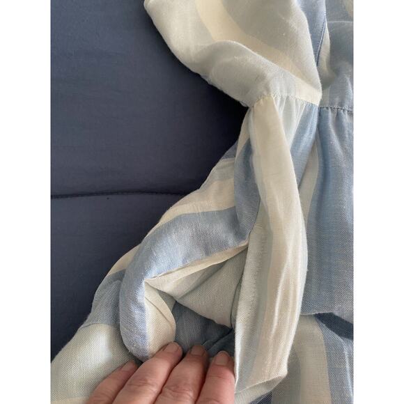 New Joie Linen Blend Stripe Dress Spaghetti Strap Blue Mommy & Me 10 w/ headband - Picture 9 of 11